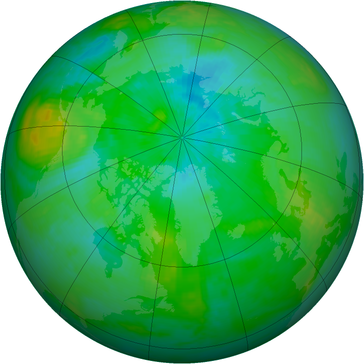 Arctic ozone map for 21 August 1981
